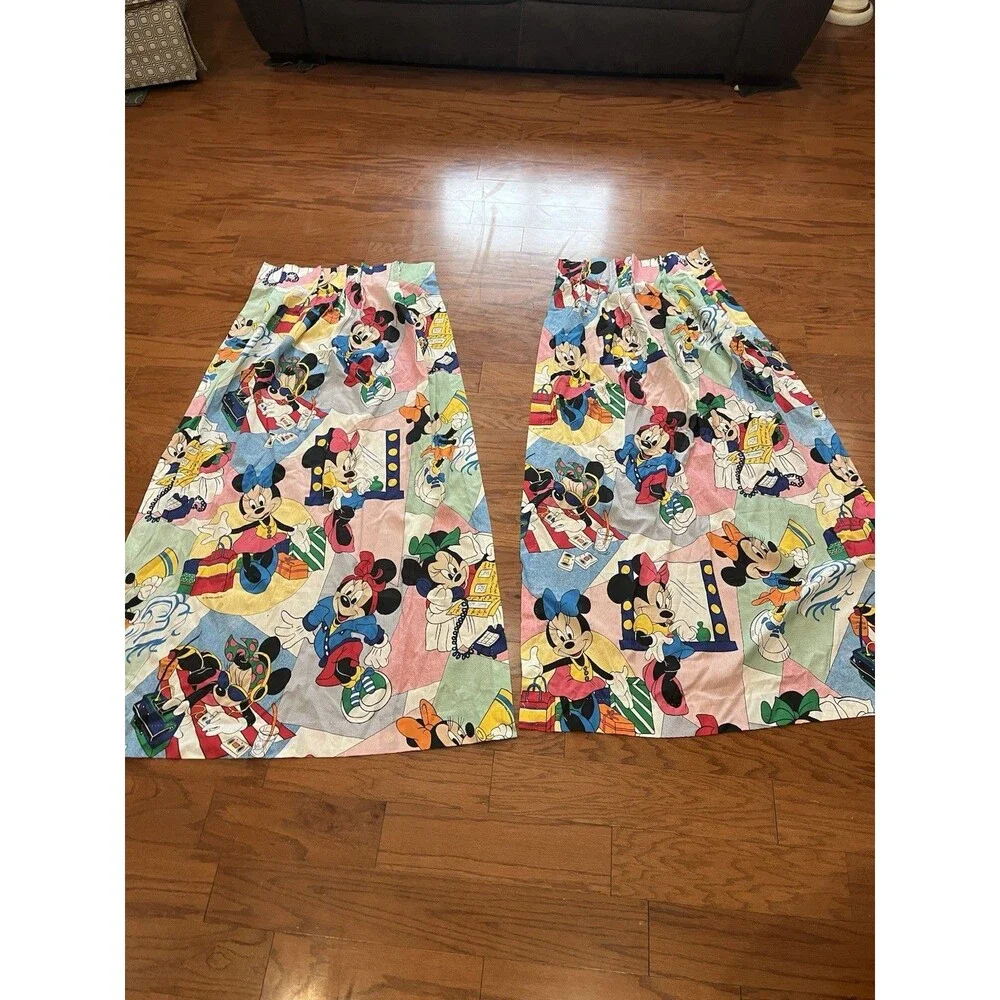 VINTAGE DISNEY MInnie MOUSE & FRIENDS PLEATED DRAPES 2 PANELS EACH 23